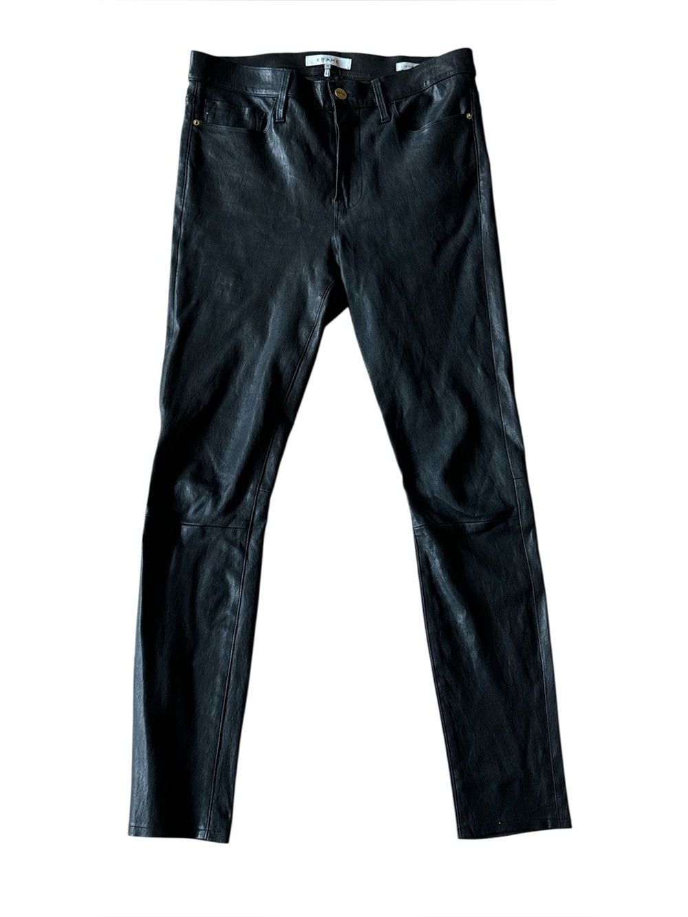 Frame 100% Lamb Leather Le High Skinny Jeans Pants in Washed Black Size: 29